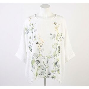NEW JESS & JANE kelly mineral washed double gauze poncho top in white
